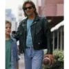 Miami vice black leather biker jacket