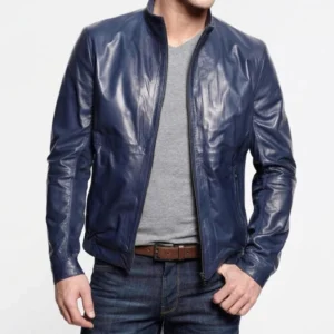 Mike colter blue leather jacket