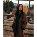 Monica Dutton Yellowstone Suede Leather Brown Coat
