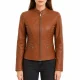 Olivia plath brown leather jacket