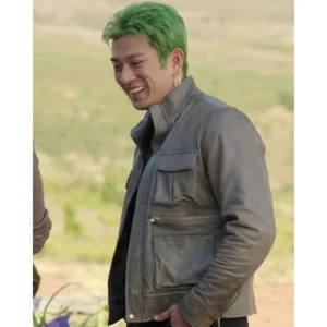 One piece mackenyu gray leather jacket 1