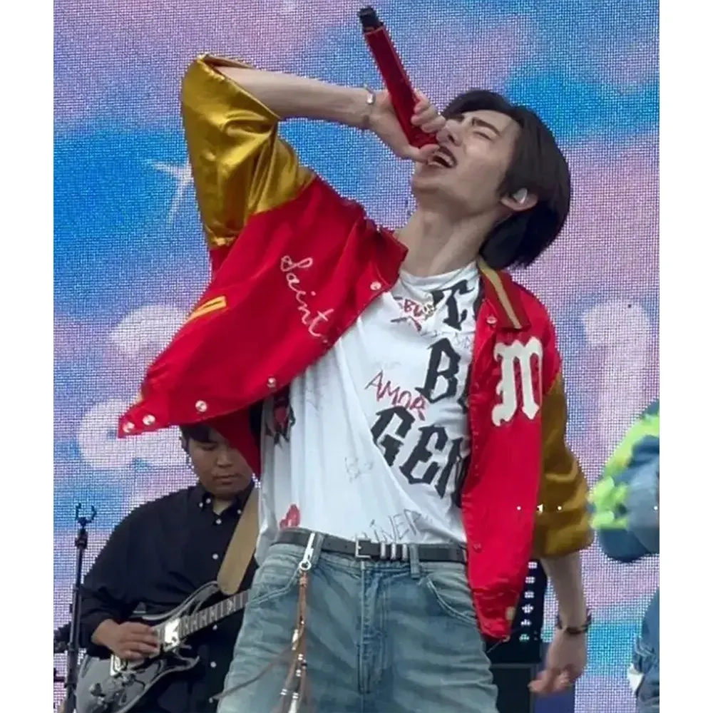Park sunghoon redyellow satin jacket