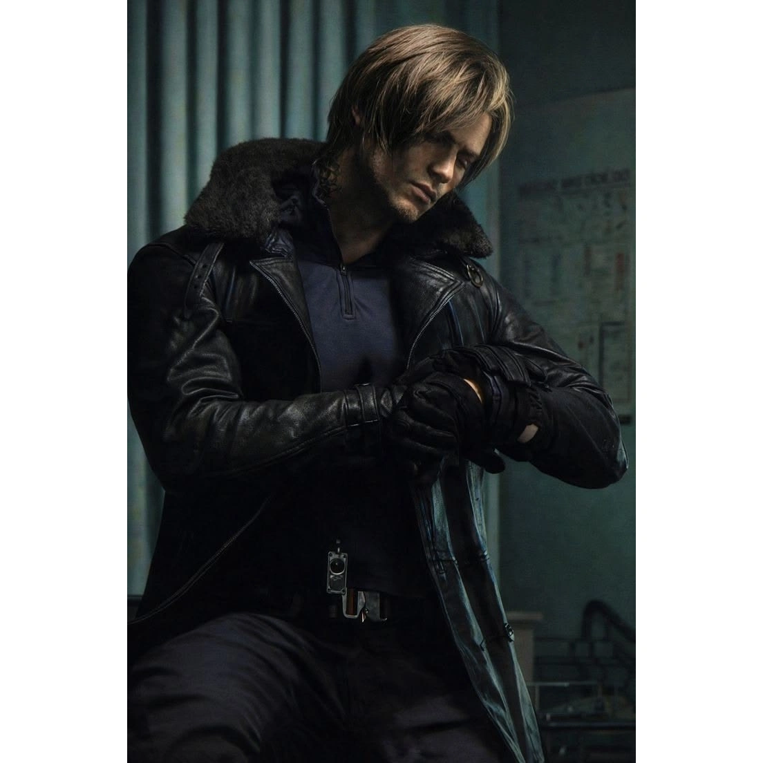 Resident evil 9 leon s kennedy black leather jacket