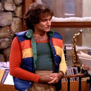 Robin williams navy puffer vest