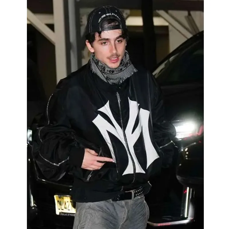 Timothee chalamet ny yankees black jacket