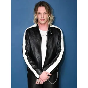 Tonight show jamie campbell black leather jacket
