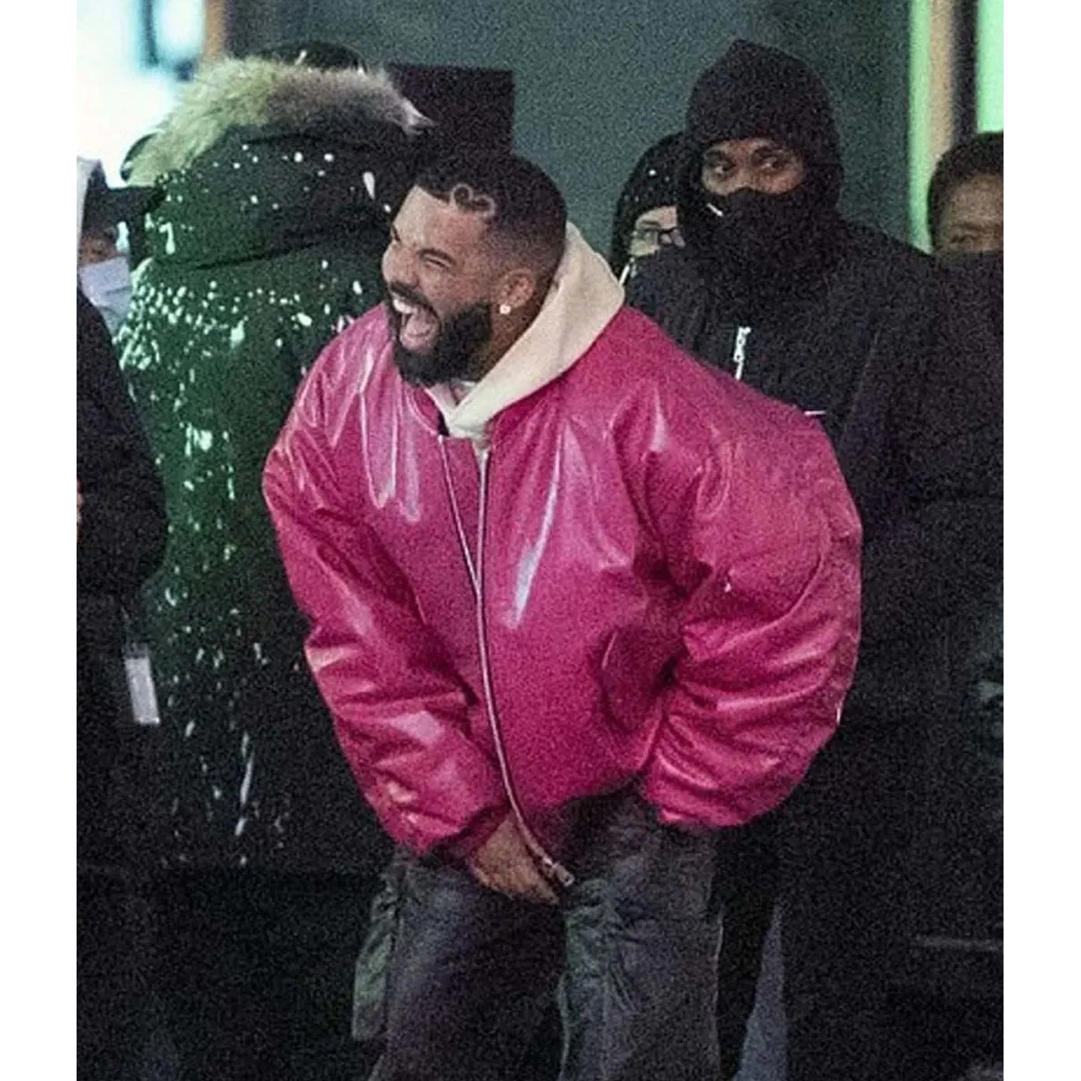 Whats next drake leather bomber jacket