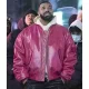 Whats next drake pink leather bomber jacket