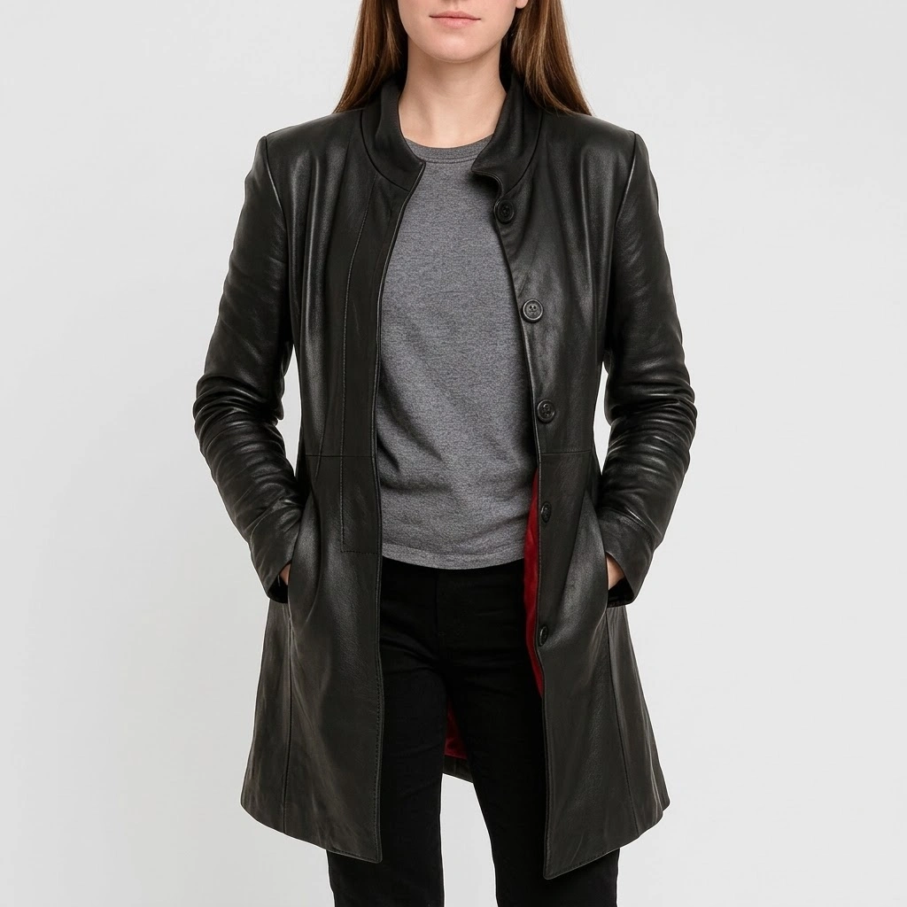 Zoe boehm down cemetery road leather black coat