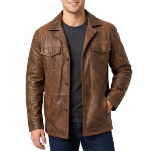 Alan ritchson brown leather jacket