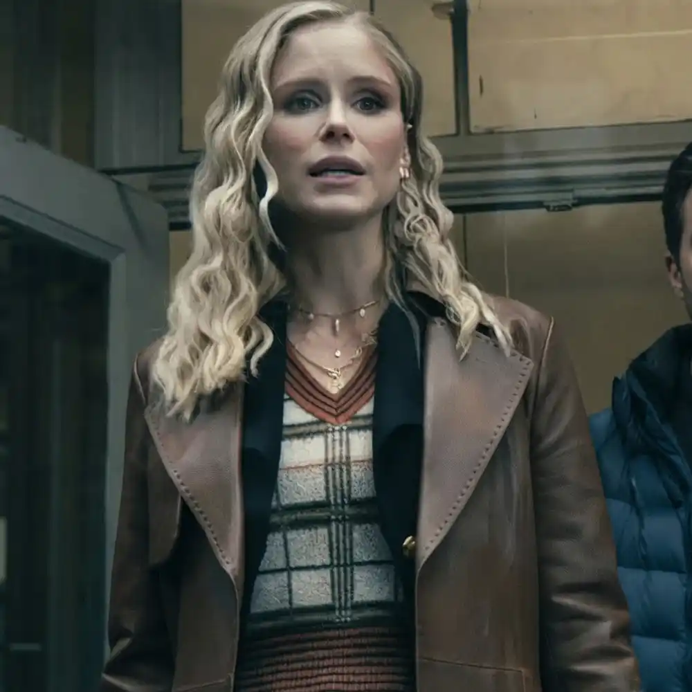 Annie january brown leather coat