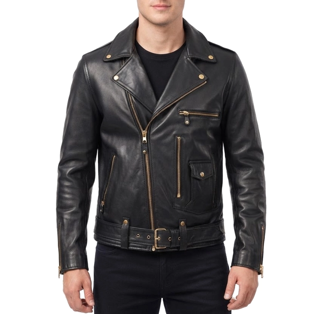 Arnold schwarzenegger black leather jacket