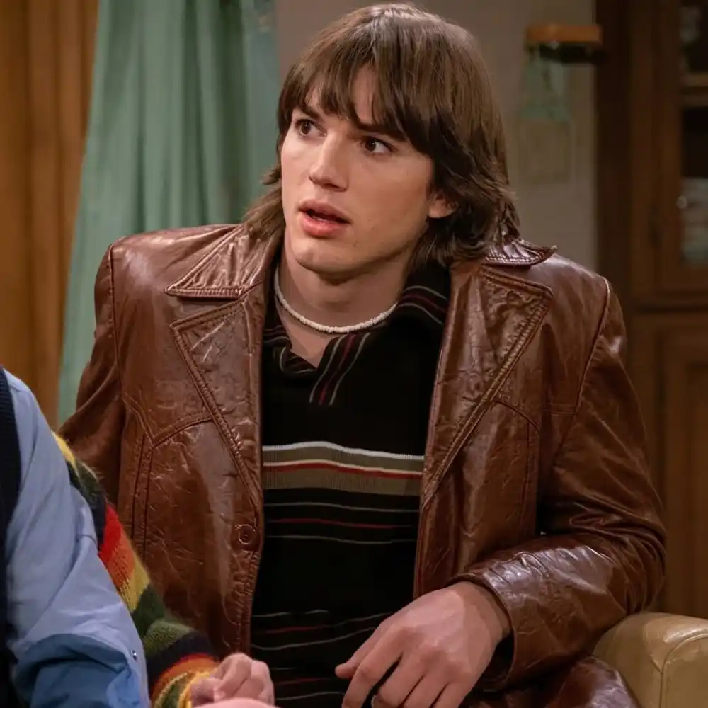 Ashton kutcher brown leather jacket