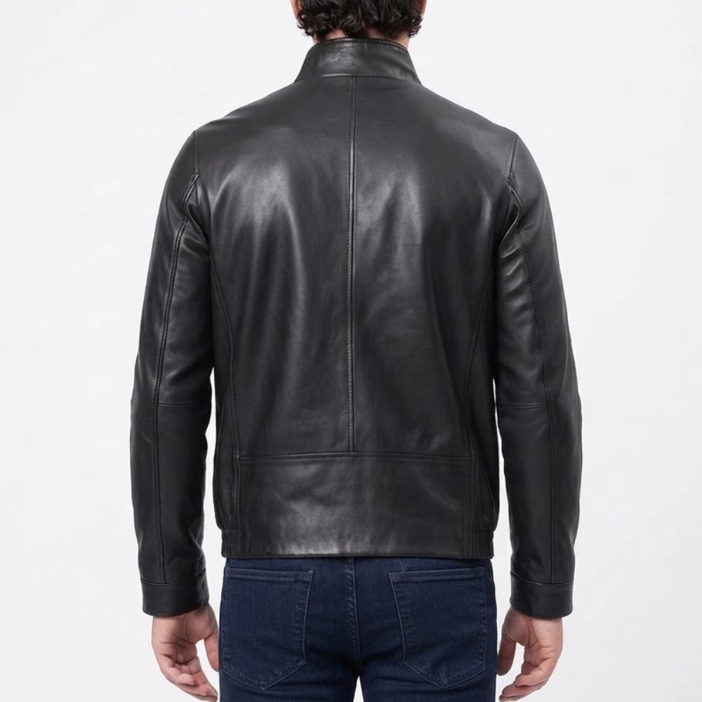 Belmont cameli black leather jacket
