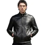 VMAN 57 Belmont Cameli Black Leather Jacket