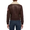 Captain marvel american flag brown cropped leather jacket