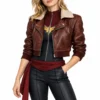 Captain marvel bomber cropped leather jacket