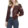 Captain marvel brown cropped leather jacket