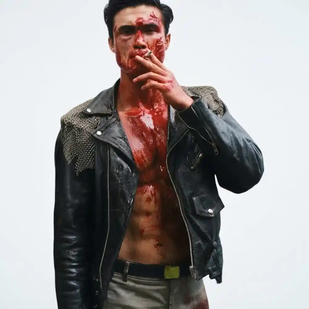 Charles melton leather jacket