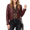Charlie harper maroon leather jacket