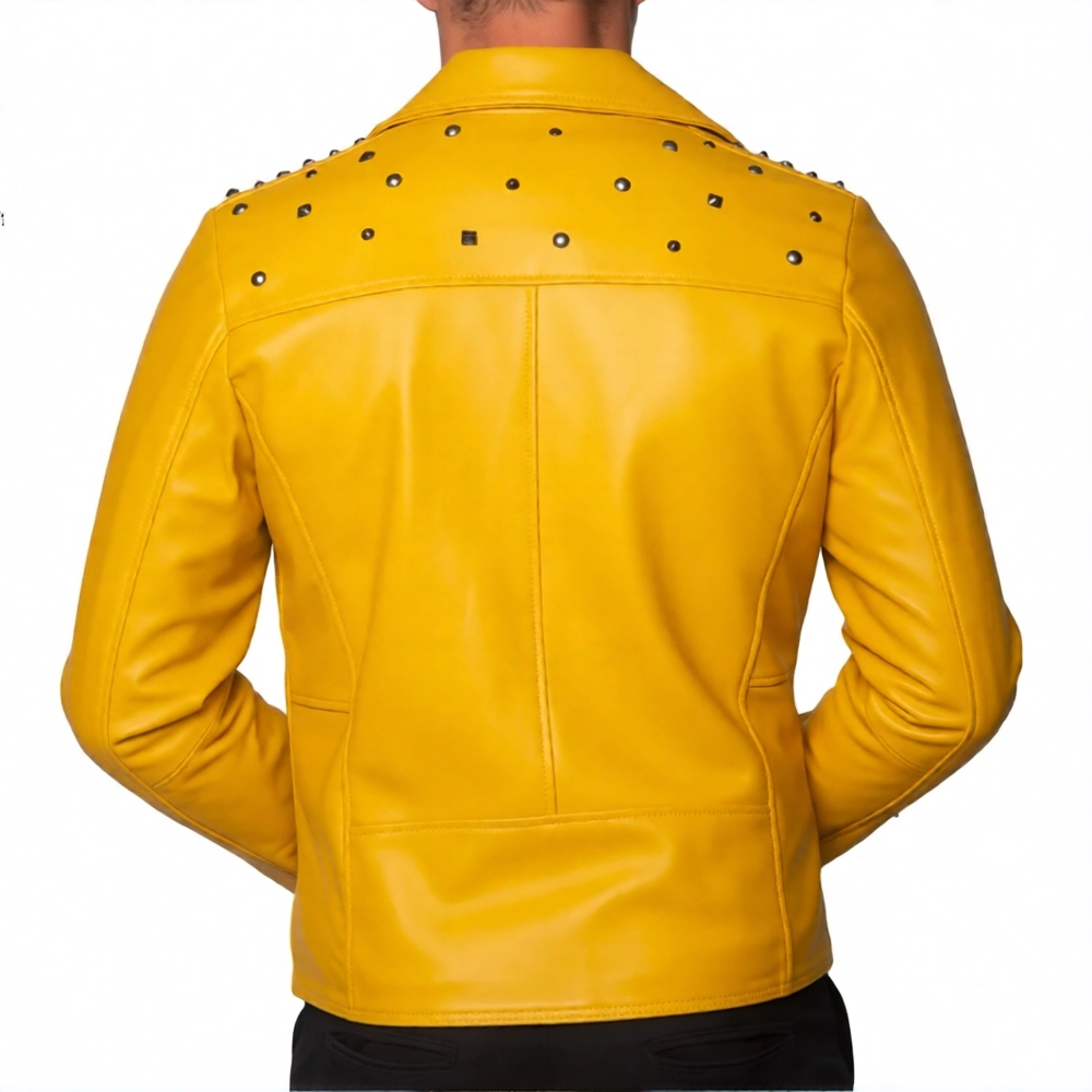 Concert vasco rossi yellow leather studded jacket