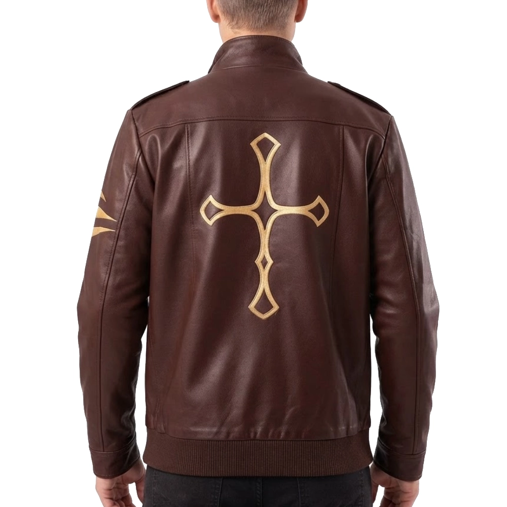 Cosplay fate brown leather jacket