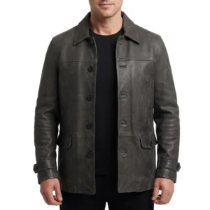 Da souza black leather jacket