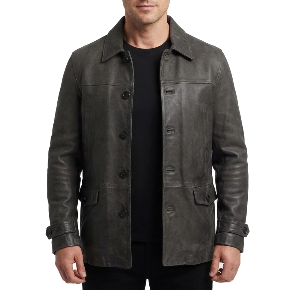 Da souza black leather jacket