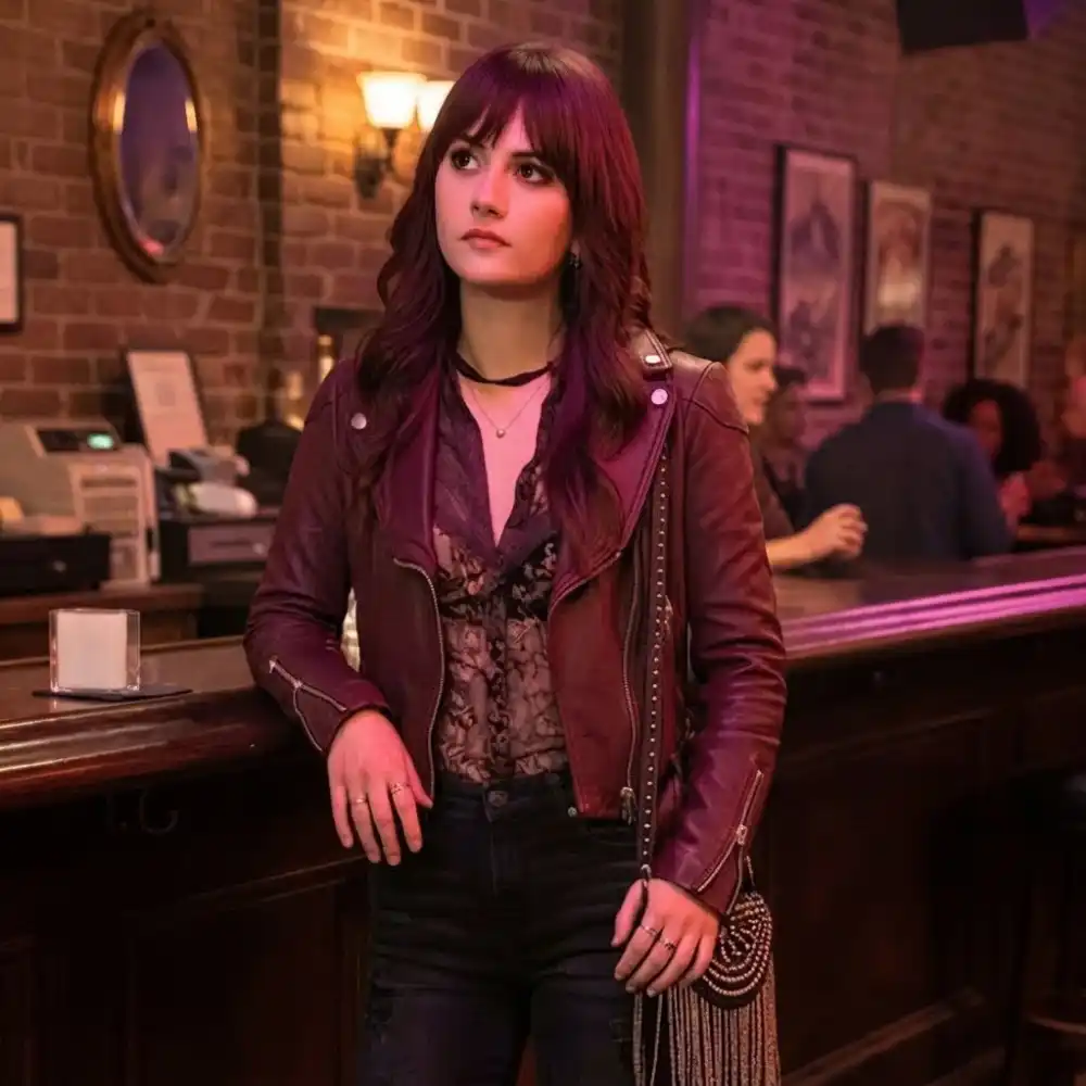 Emilia jones maroon jacket