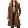 Erin moriarty brown leather coat