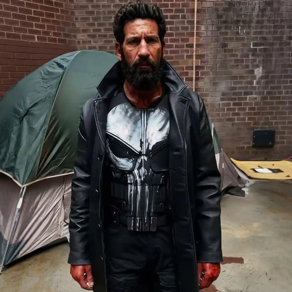 Frank castle black leather coat