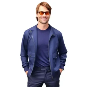 Glen powell blue jacket