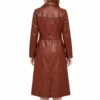 Ink brown leather trench coat