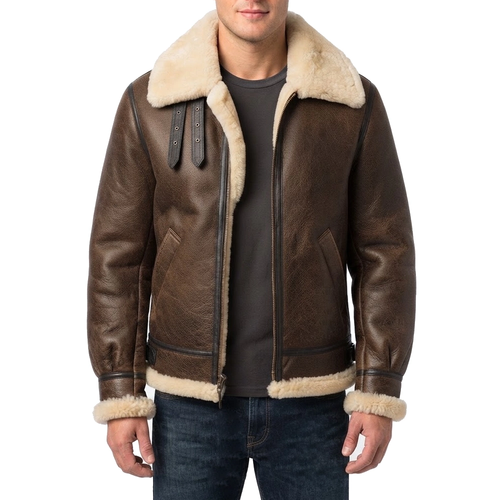 Jimmy brown shearling leather jacket