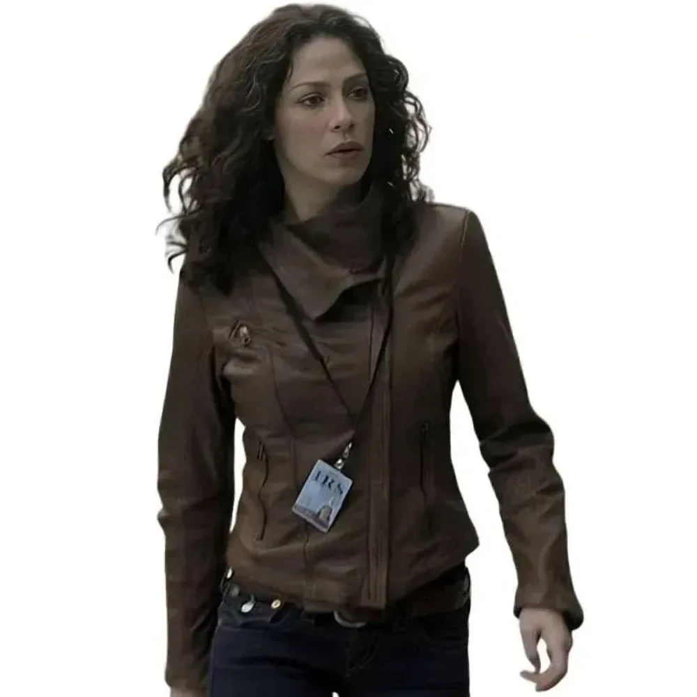 Joanne kelly brown leather jacket