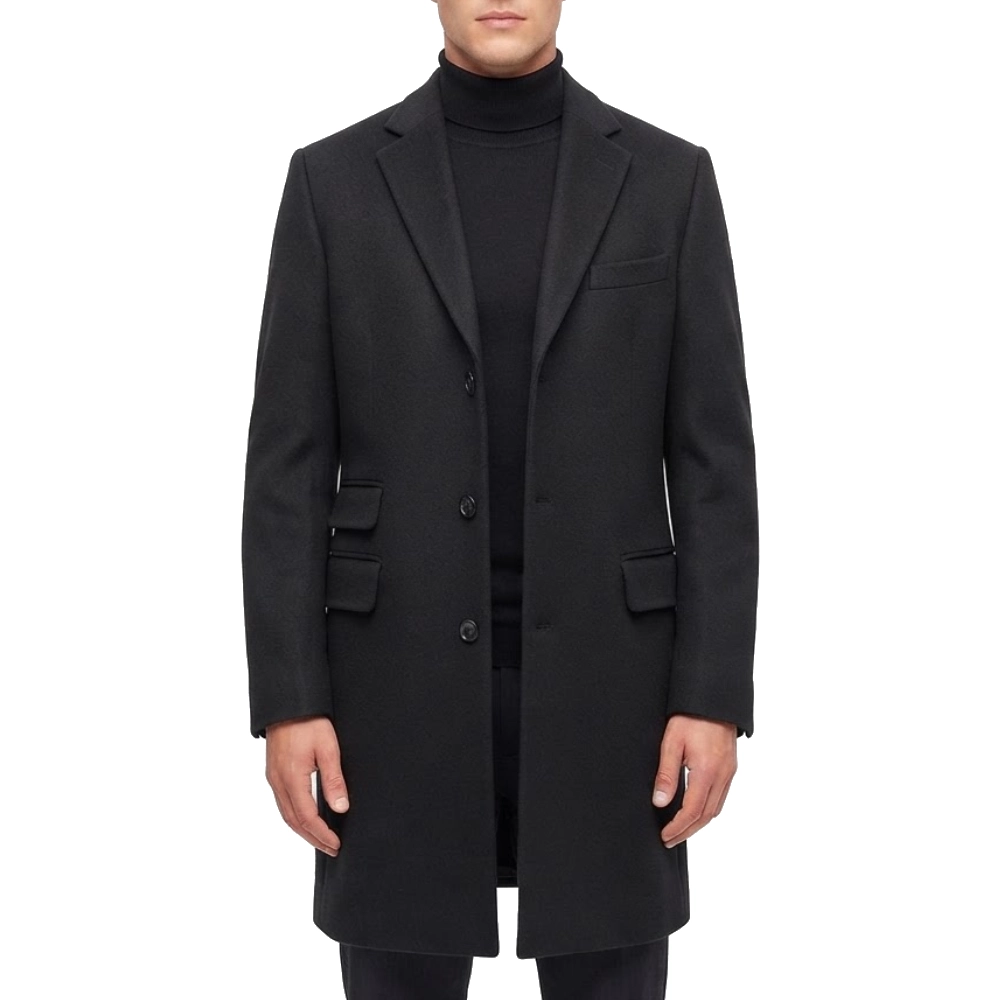 John stewart black wool coat