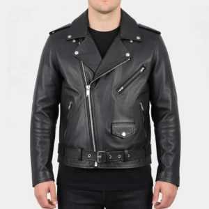 Judas black biker leather jacket