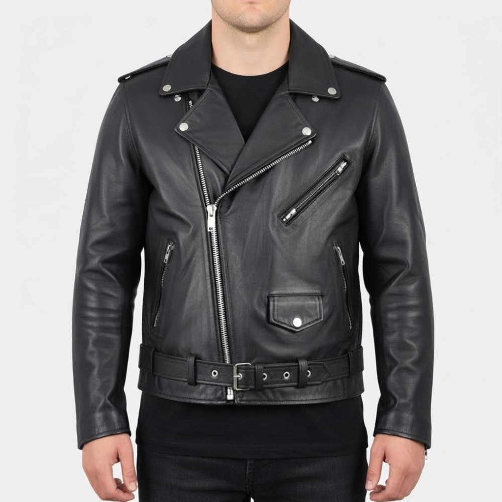 Judas black biker leather jacket
