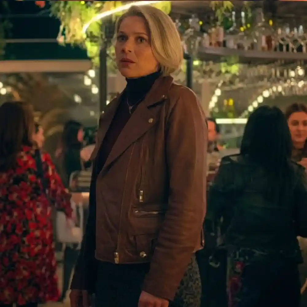 Karen newman brown leather jacket