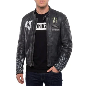 Ken block black leather jacket