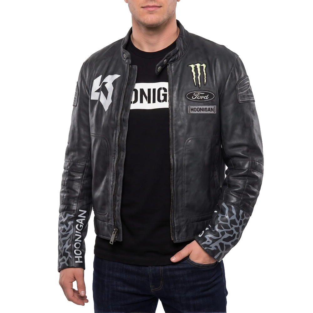 Ken block black leather jacket