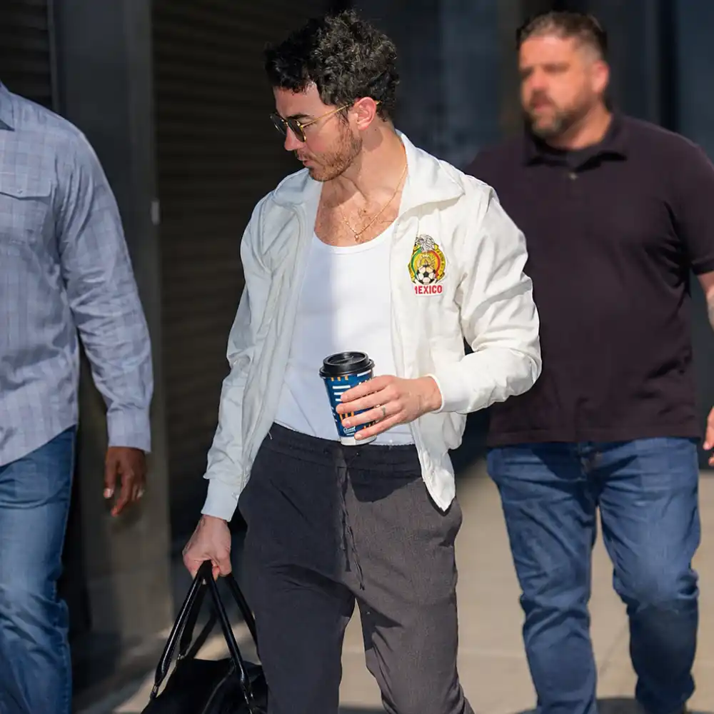 Kevin jonas white bomber jacket