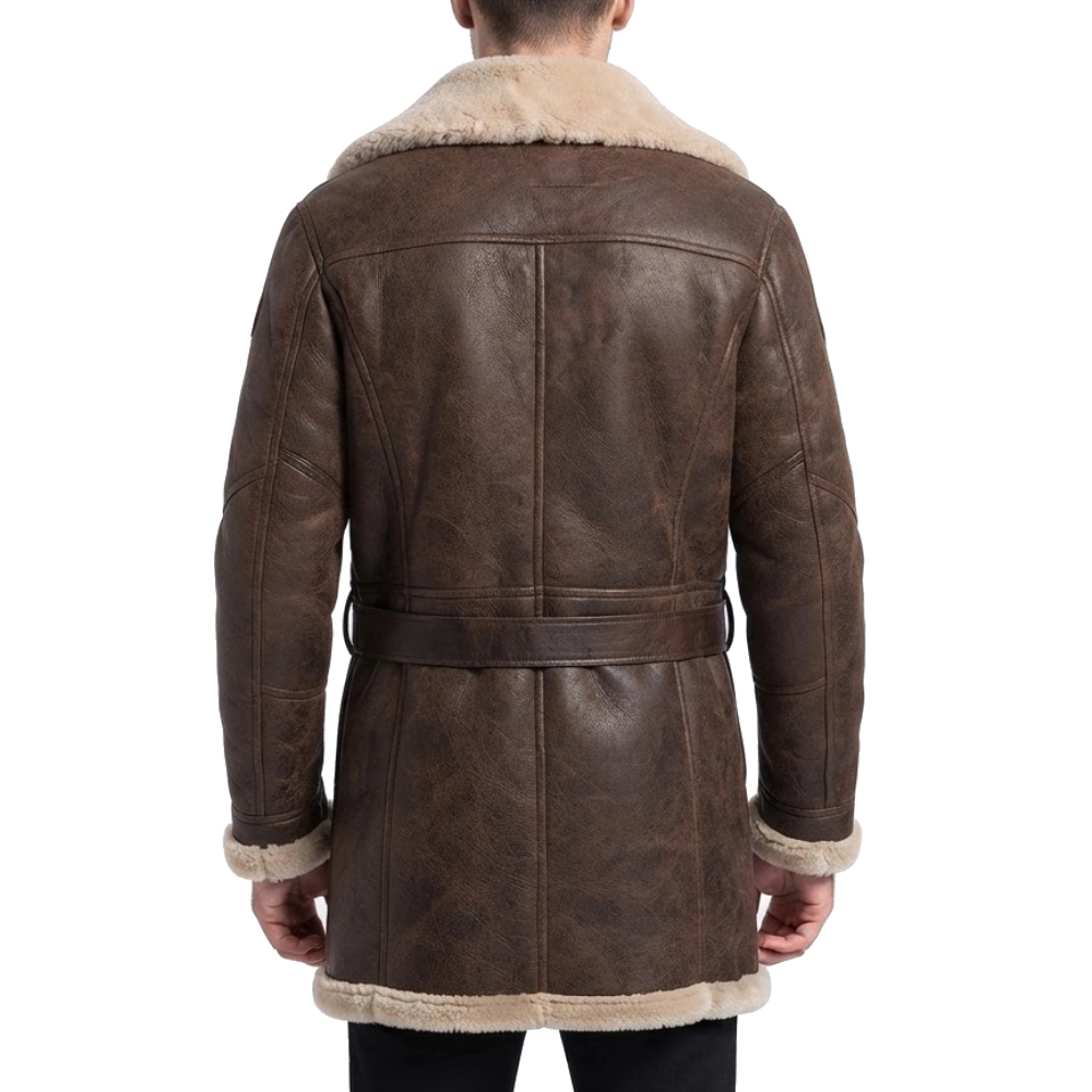 Kumail nanjiani brown shearling coat