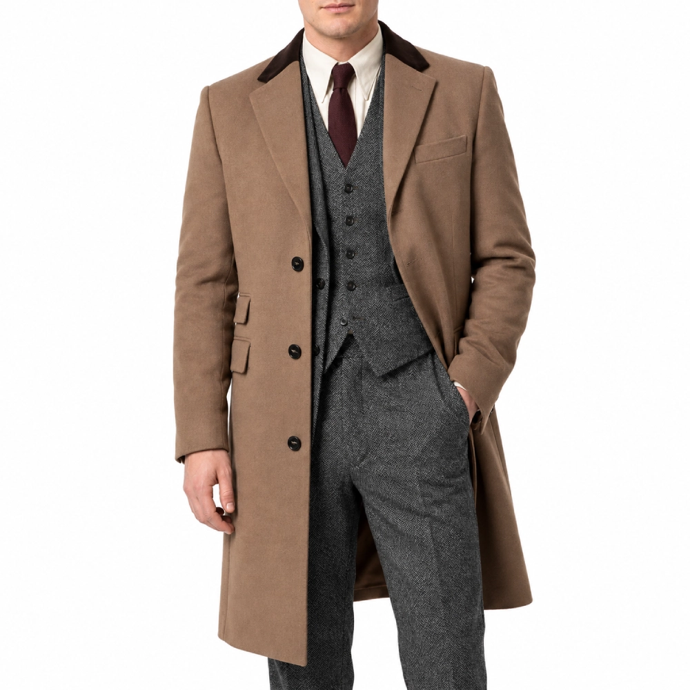 Larry lamb brown wool coat