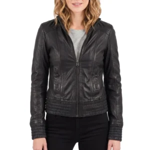 Myka bering black leather jacket