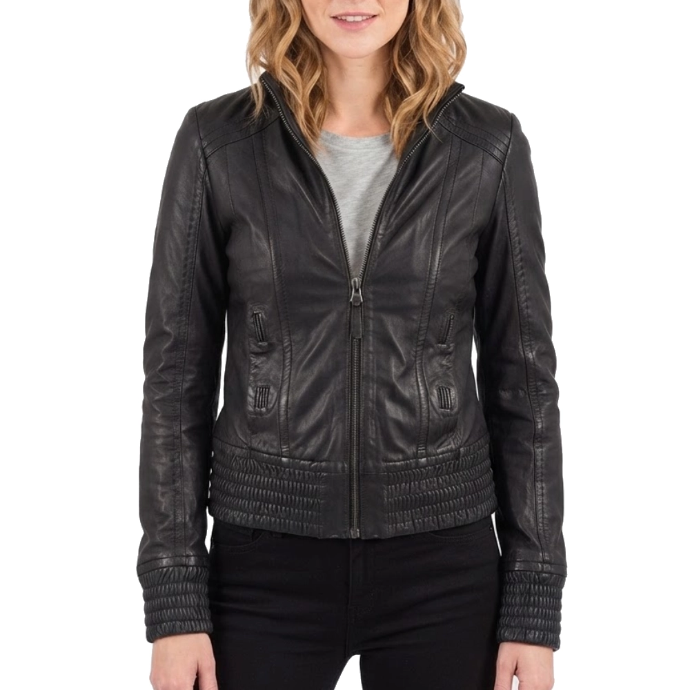 Myka bering black leather jacket
