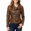 Myka bering brown leather jacket