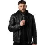 Half Man Richard Gadd Padded Black Leather Jacket