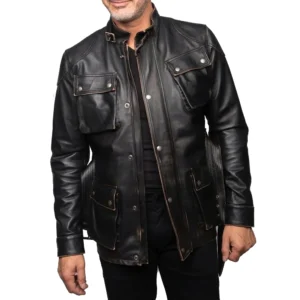 Robert neville black leather jacket