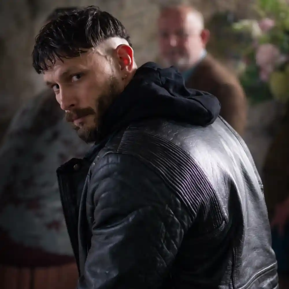 Ruben black leather padded jacket